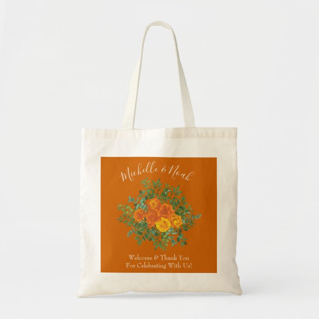 Rust Orange Wedding Vintag Floral Tragetasche (Vorne)