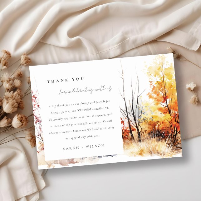 Rust Orange Yellow Autumn Landscape Wedding Dankeskarte (Von Creator hochgeladen)