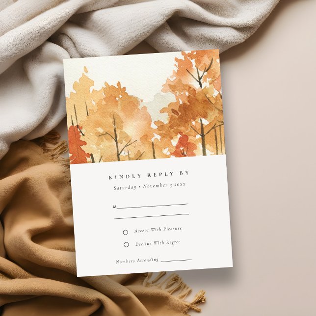 Rust Orange Yellow Herbst Bäume Hochzeit RSVP Begleitkarte (Von Creator hochgeladen)