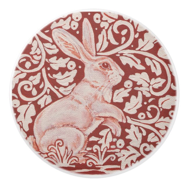 Rust Red Autumn Rabbit Berries Drawer Pull Knoblau Keramikknauf (Vorderseite)