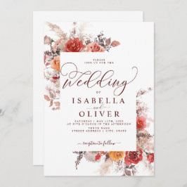 Rust Red Burnt Orange BohoTerracotta Wedding Invit Einladung