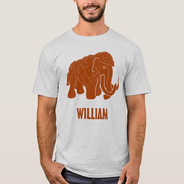 Rust Red Cartoon Wooly Mammoth Personalisiert T-Shirt (Vorderseite)