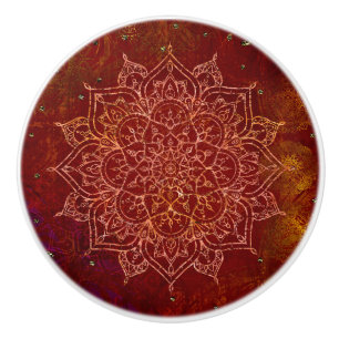 Rust Red Mandala Gold Glam Moderner Chic Keramikknauf