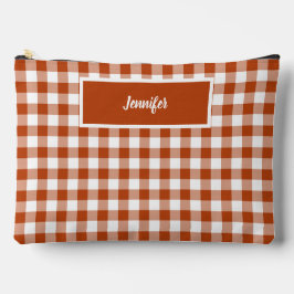 Rust Red Plaid Gingham Personalized Zubehörtasche