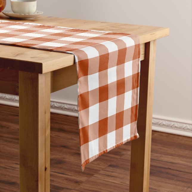 Rust Red Plaid Gingham Table Runner Kurzer Tischläufer (Beispiel)