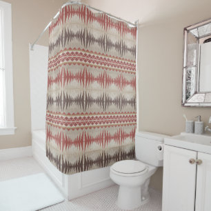 Rust Red Taupe Beige Dark Brown Tribal Art Duschvorhang