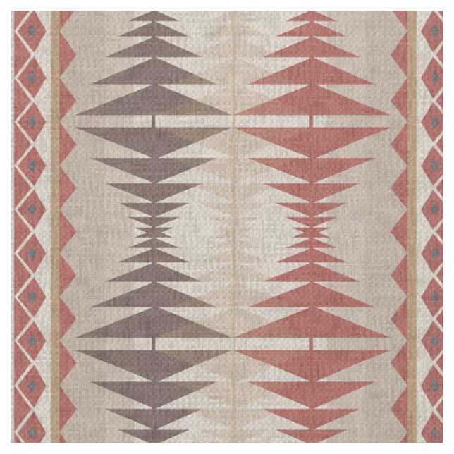 Rust Red Taupe Beige Dark Brown Tribal Art Stoff (Nahaufnahme)