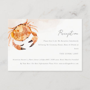 Rust Sand Coastal Crab Nautical Wedding Empfang Begleitkarte