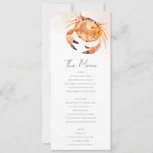 Rust Sand Coastal Crab Nautical Wedding Menu Card Einladung
