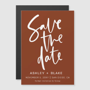 Rust Simple Handgeschriebene Kalligrafie Save the  Magneteinladung