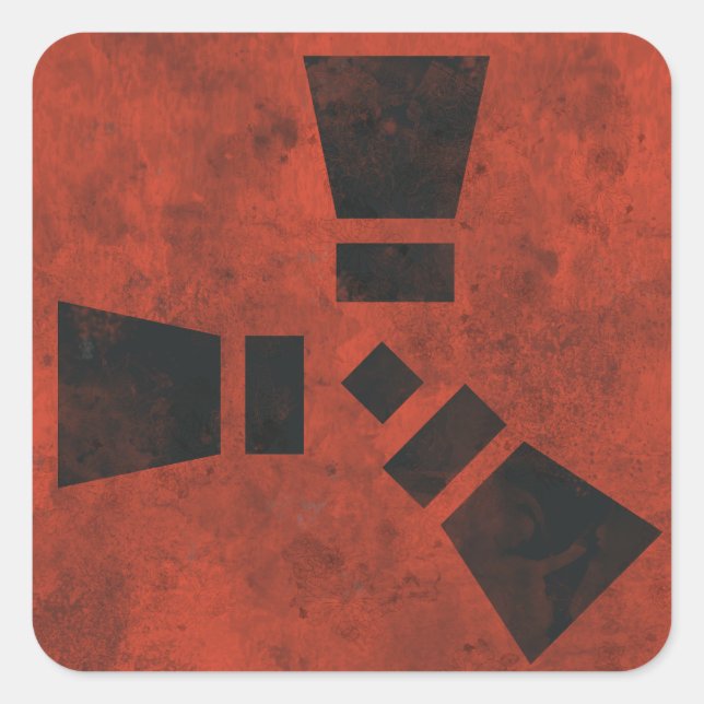 RUST Symbol Black auf Dirty Red Quadratischer Aufkleber (Vorderseite)