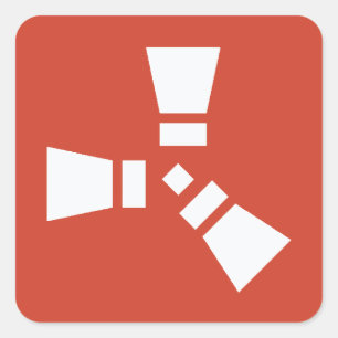 RUST Symbol Weiß auf Rot Quadratischer Aufkleber