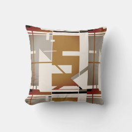 Rust Taupe Black Beige Geometric Abstract Design Kissen