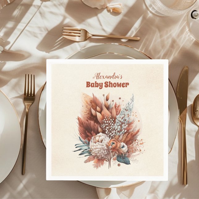 Rust Terracotta Blume Babydusche Serviette (Von Creator hochgeladen)