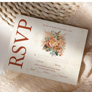 Rust Terracotta Blume Burnt Orange Hochzeit im Her RSVP Karte