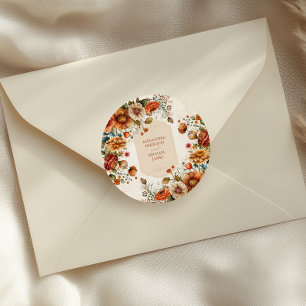 Rust Terracotta Blume Burnt Orange Hochzeit im Her Runder Aufkleber