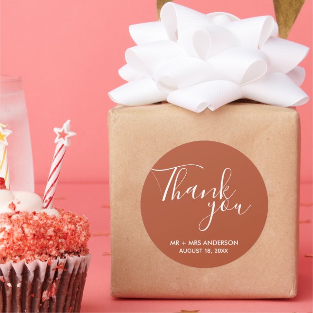 Rust Terracotta Boho Wedding Vielen Dank Runder Aufkleber (Party)