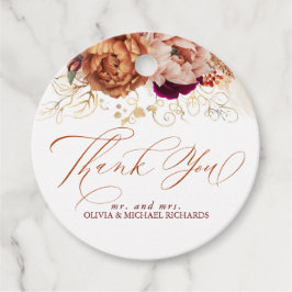 Rust Terracotta Burgundy Red Blume Vielen Dank Geschenkanhänger