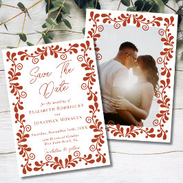 Rust Terracotta Chic Mexican Fiesta Talavera Foto Save The Date