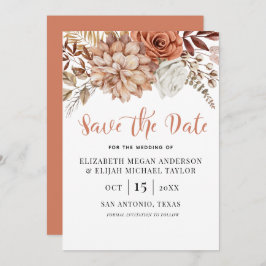 Rust Terracotta Fall Boho Floral Save the Date Einladung