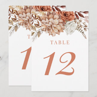 Rust Terracotta Fall Floral Wedding Tischnummer