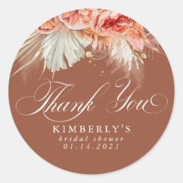 Rust Terracotta Floral Pampas Grass Vielen Dank Runder Aufkleber