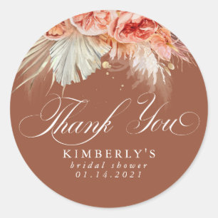 Rust Terracotta Floral Pampas Grass Vielen Dank Runder Aufkleber