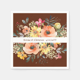 Rust Terracotta Floral Wedding Serviette