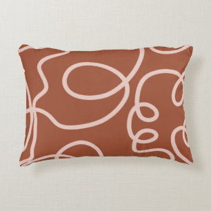 Rust Terracotta Moderne Minimallinie Pinselstriche Dekokissen