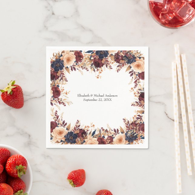 Rust Terracotta Navy Cream Elegante Hochzeit der B Serviette (Beispiel)