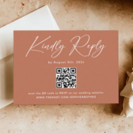 Rust Terracotta Wedding RSVP QR Code Begleitkarte