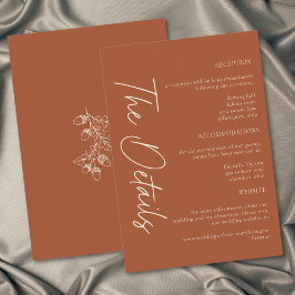 Rust Terrakotta Minimalist Leaf Eichel Hochzeit im Begleitkarte