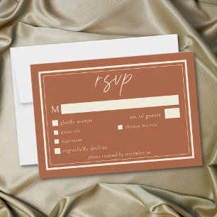 Rust Terrakotta Minimalist Rahmen Hochzeit RSVP Karte