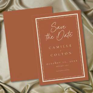 Rust Terrakotta Minimalist Rahmen Hochzeit Save The Date