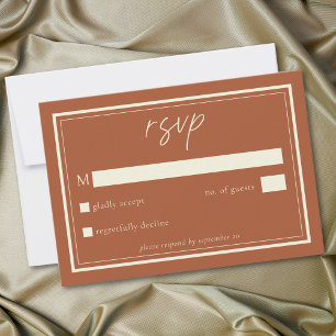 Rust Terrakotta Minimalistischer Rahmen Hochzeit RSVP Karte