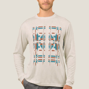 Rust Turquoise Südwest Art Look Large Tile Motif Tri-Blend Shirt