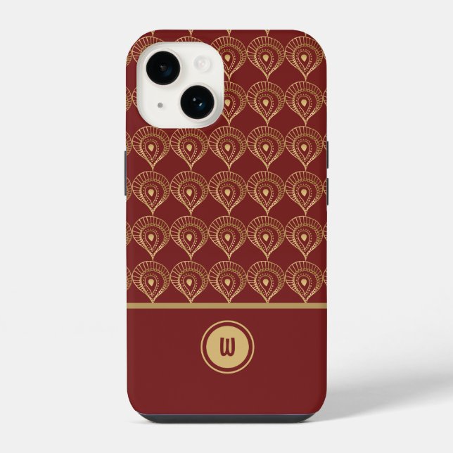 Rust und Gold Boho Monogramm-Muster iPhone Hülle (Rückseite)