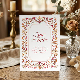 Rust Vintage Botanische Blumige Rahmen Hochzeit im Save The Date