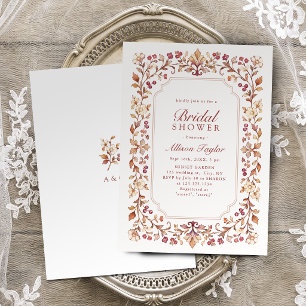 Rust Vintage Botanische Florale Brautparty zum Her Einladung