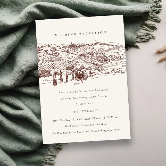 Rust Winery Sketch Hochzeit Empfang Begleitkarte (Von Creator hochgeladen)