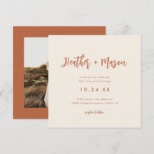 Rust Wüste Wedding Square Foto Wedding Save The Date (Vorne/Hinten)