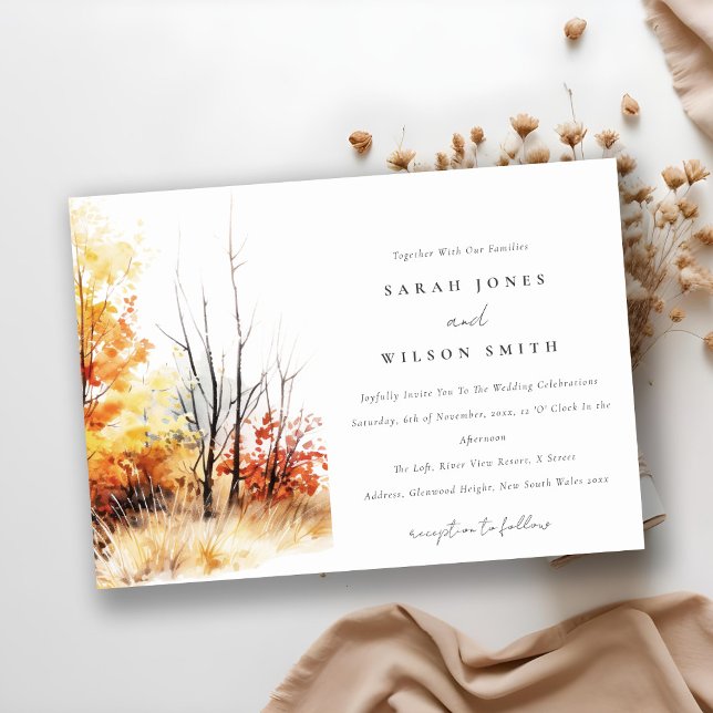 Rust Yellow Autumn Fall Landscape Plaid Wedding Einladung (Von Creator hochgeladen)