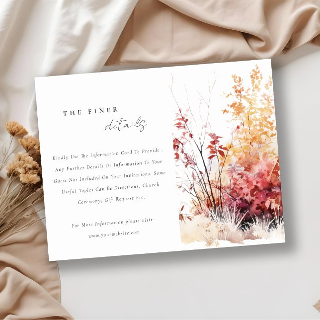 Rust Yellow Autumn Fall Landscape Wedding Details Begleitkarte (Von Creator hochgeladen)