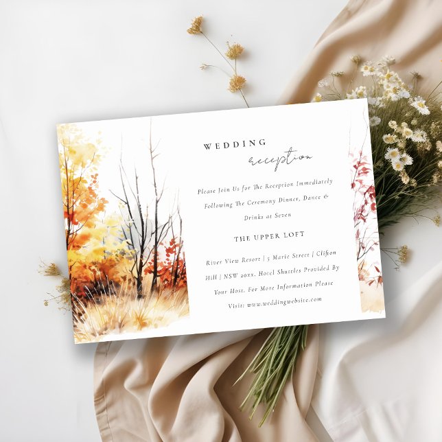Rust Yellow Autumn Landscape Wedding Reception Begleitkarte (Von Creator hochgeladen)