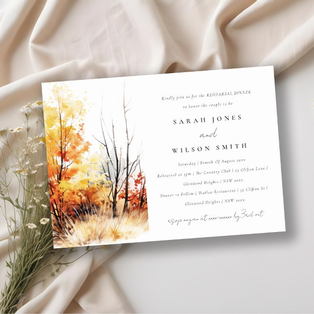 Rust Yellow Fall Landscape Plaid Rehearsal Dinner Einladung (Von Creator hochgeladen)