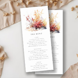 Rust Yellow Fall Landscape Plaid Wedding Menu Card Einladung