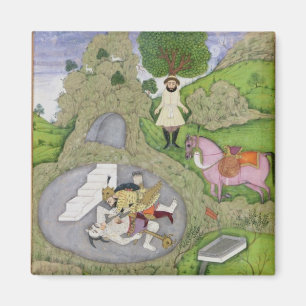 Rustam, der den weißen Dämon tötet, illustriert Magnet