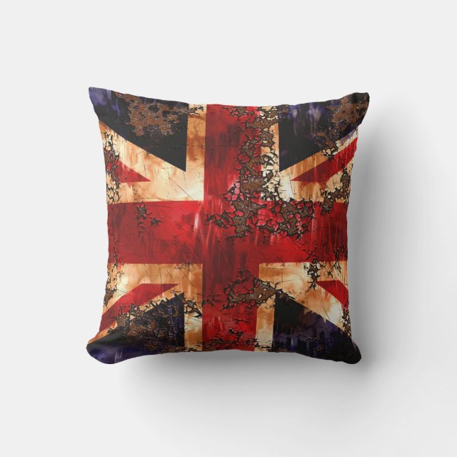 Rusted Patriotic United Kingdom Flag Kissen (Vorderseite)