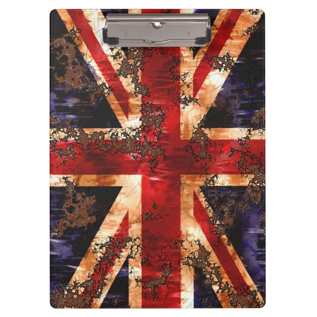 Rusted Patriotic United Kingdom Flag Klemmbrett (Vorderseite)
