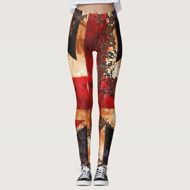 Rusted Patriotic United Kingdom Flag Leggings (Vorderseite)